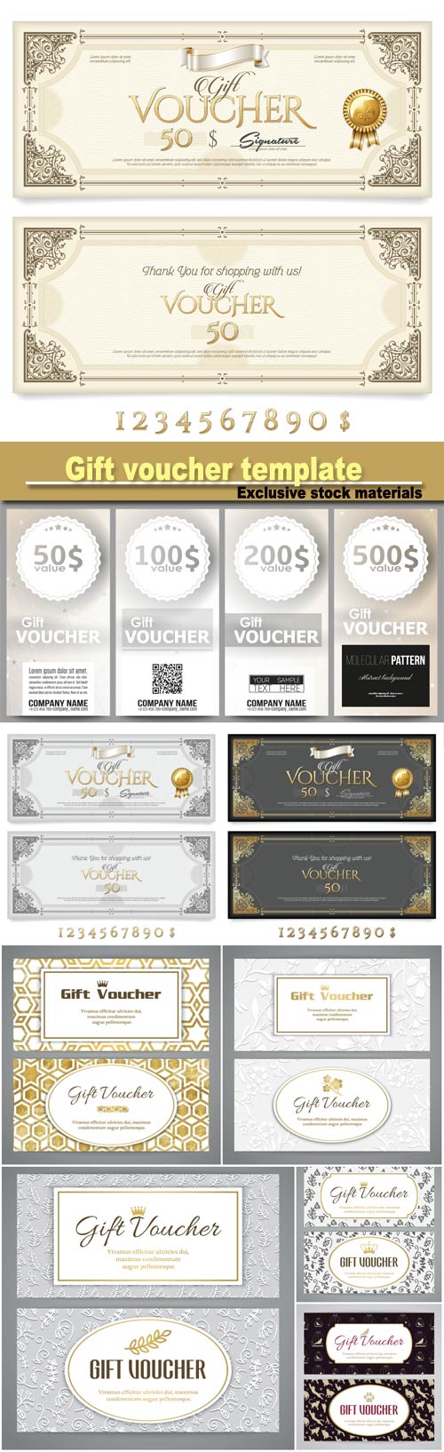 Gift voucher template with doodle pattern