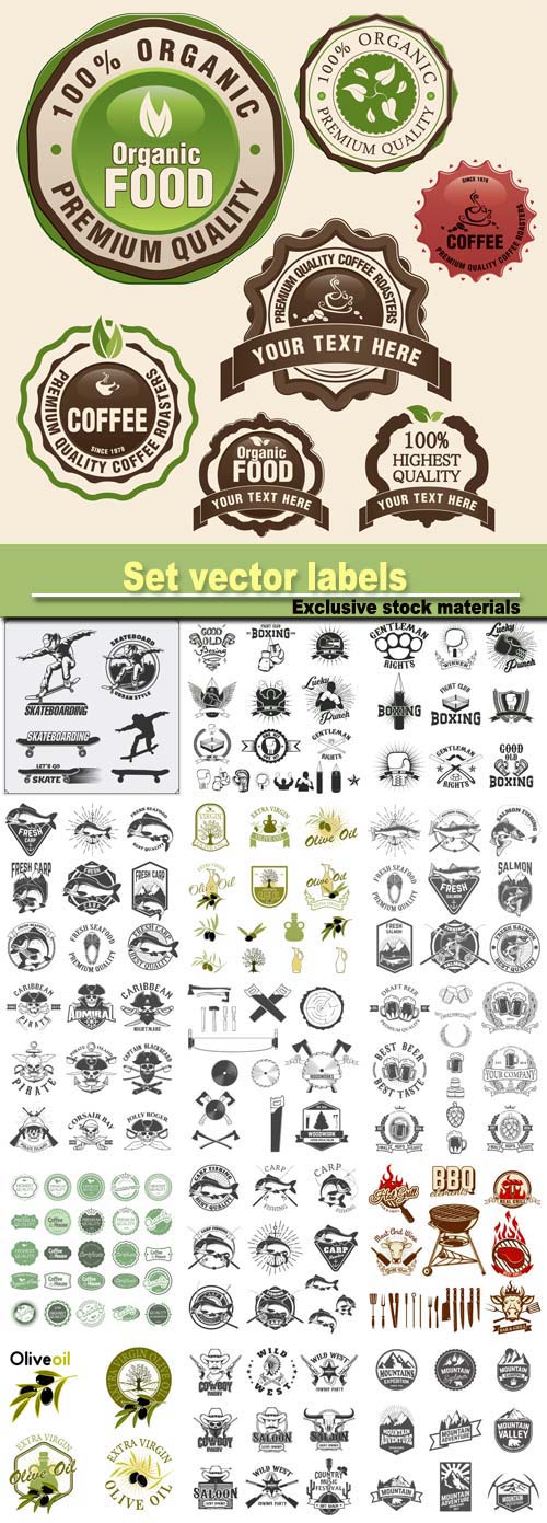 Set vector labels, emblems and design elements