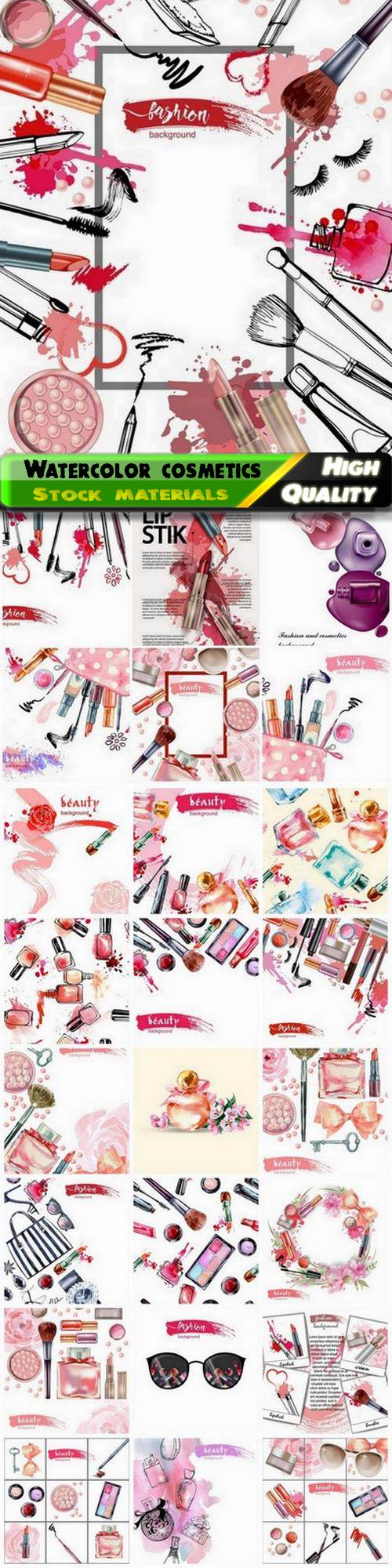 Watercolor cosmetics mascara powder rouge lipstick nail polish - 25 Eps