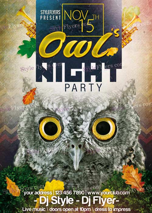 Owl’s Night Party PSD V8 Flyer Template