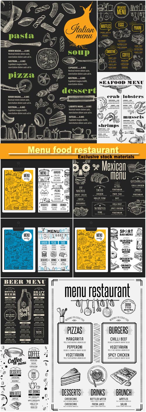 Menu food restaurant, vector food template