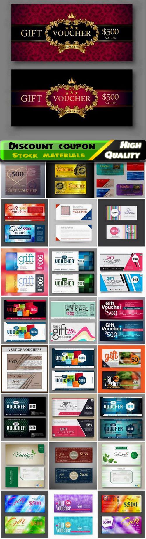 Discount coupon and gift voucher for business advertising 6 - 25 Eps