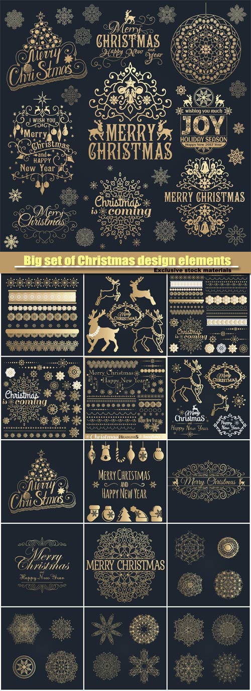 Big set of Christmas calligraphic design elements