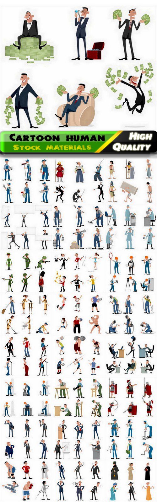 Funny cartoon human and people of different profession 3 - 25 Eps