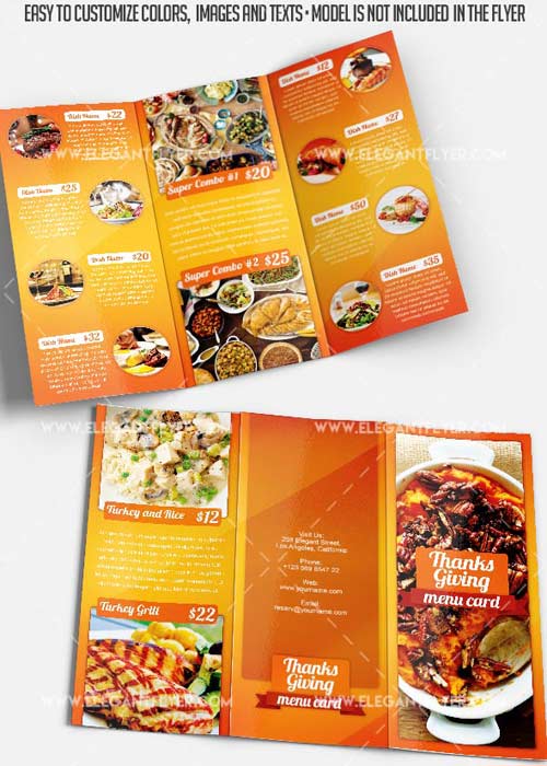 Thanksgiving Menu Premium Tri-Fold PSD V1 Brochure Template