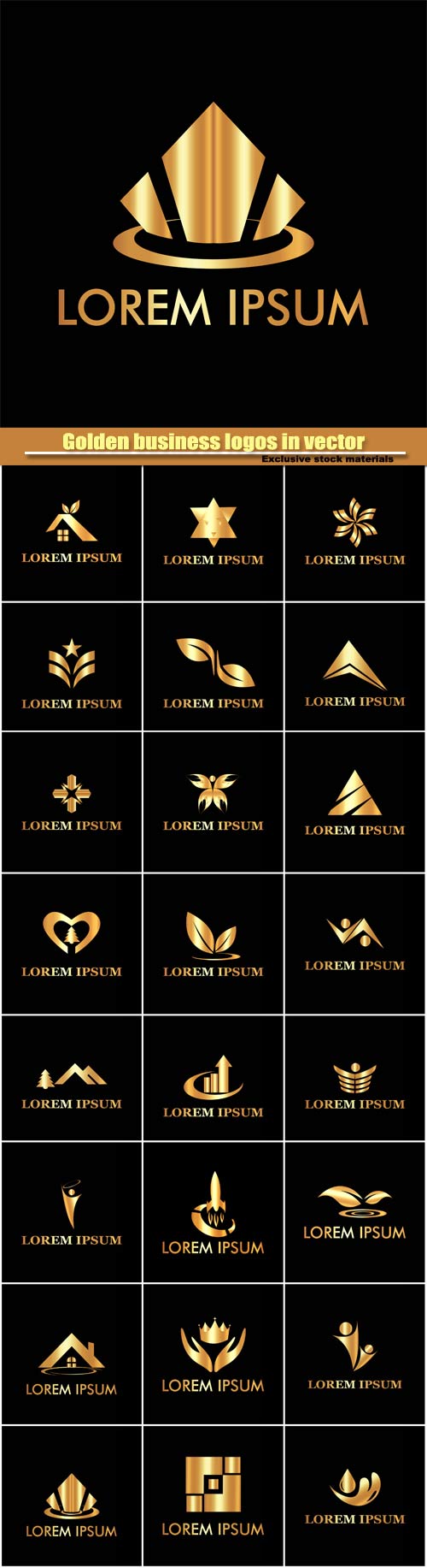 Stylish golden business logos in vector