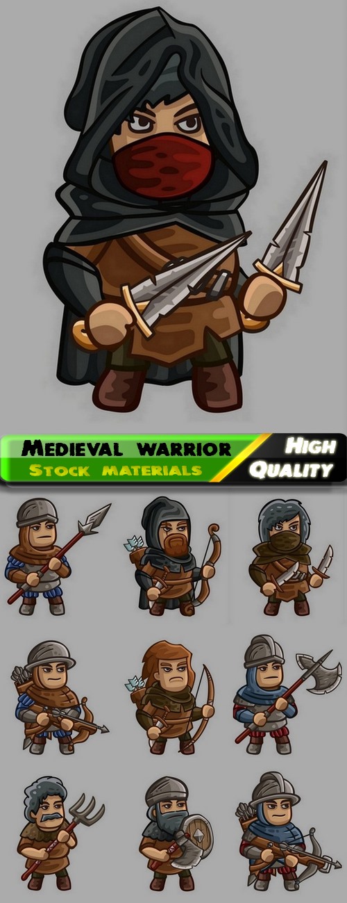 Medieval warrior and characters for game creation 10 Eps