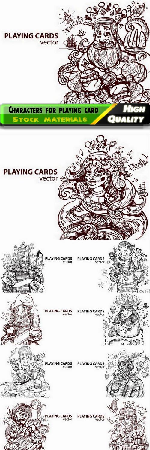 Creative sketch of characters for playing card decoration 10 Eps