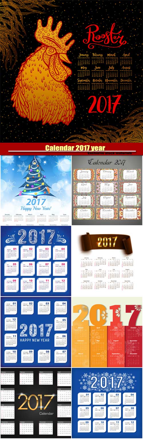 Calendar 2017 year, Happy new year vector