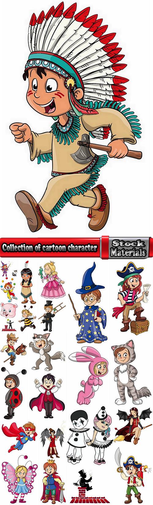 Collection of cartoon character for children's coloring book 25 EPS