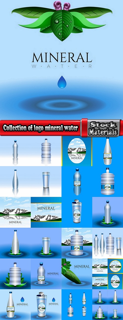 Collection of logo mineral water purity 25 EPS