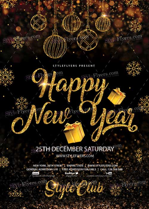 Happy New Year PSD V22 Flyer Template