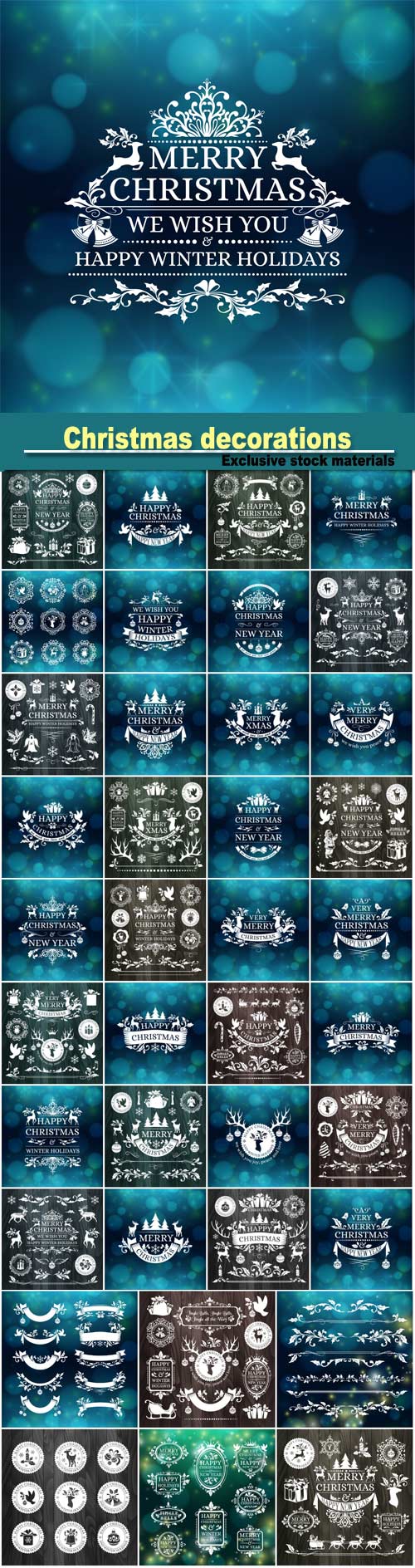 Christmas decorations, snowflake badges, holiday , labels and stickers with ...