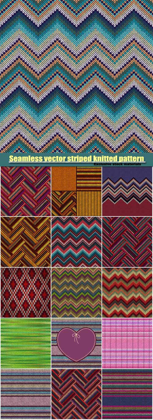 Seamless vector color striped knitted pattern
