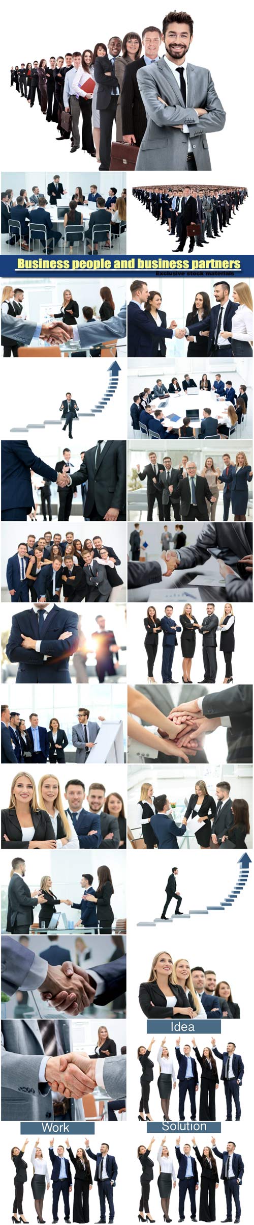 Business people and business partners greeting each other with handshake, c ...